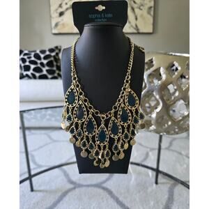 Sophia & Kate Gold Green Statement Necklace New